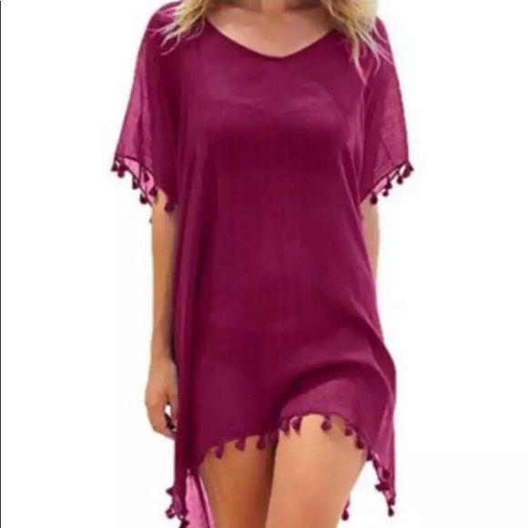 Other - New! Wine Tassel Swimsuit Cover-Up